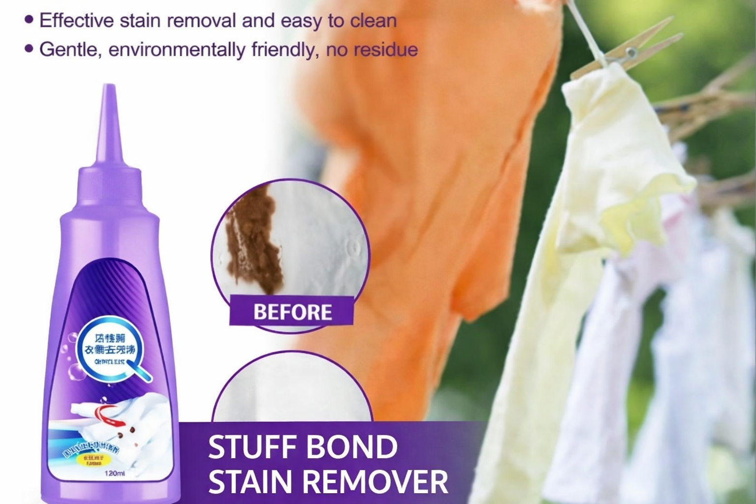 Quick Fabric Stain Remover 150mL Chemical and Phosphate - Image 2